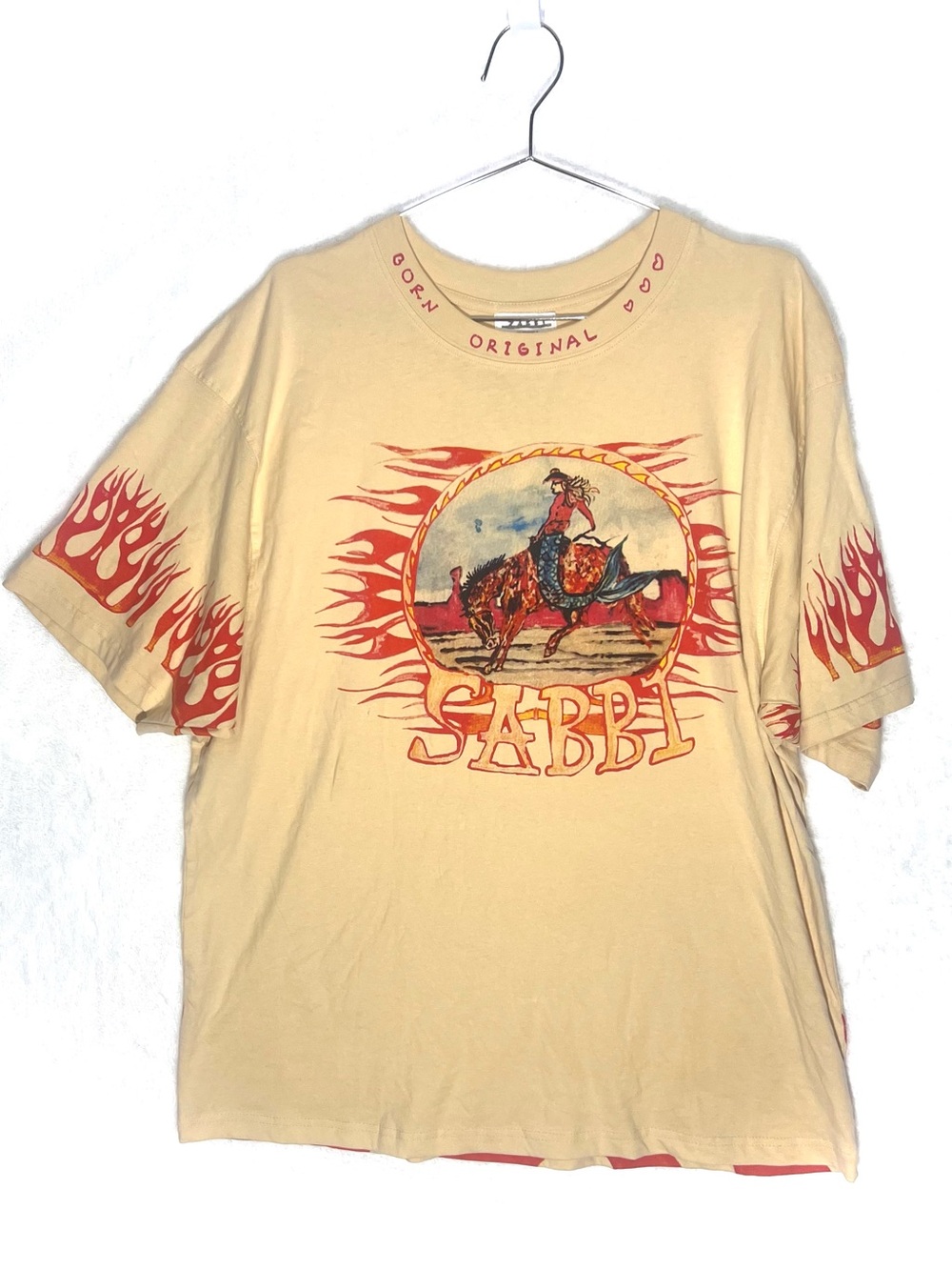 🔥 NWOT | Free People SABBI | SOLD OUT | "Flaming Cowboy" t-shirt | size XS - Picture 4 of 8